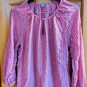 Old Navy Red and White Geometric Blouse